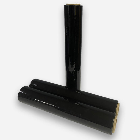Stretch Film - Carton of 6 Rolls Hand Stretch Wrap Film PolyStretch Black 1.3 kgs - 6 Rolls 